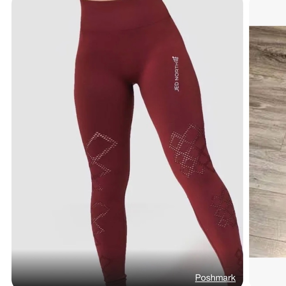 Jed North Mesh Logo Leggings - Maroon  m/L